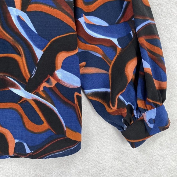 Nine West Blouse Womens XXL Button Up Geometric Career Flowy Top - Picture 10 of 16